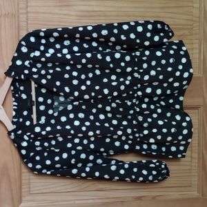 J.Crew popover blouse black with white dots